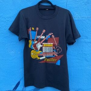 Vintage 1987 black guitar t-shirt, Screen Stars, size Medium